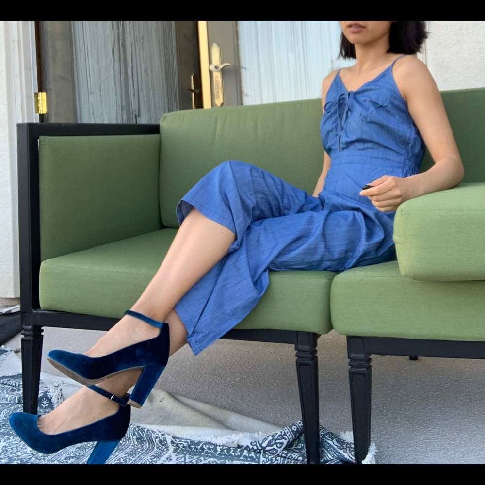 Fergalicious royal blue heels with Mary Jane strap